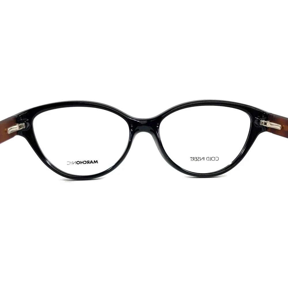 Marchon NYC Eyeglasses Frames PALERMO 001 Black Brown Cat Eye Full Rim 53-15-135